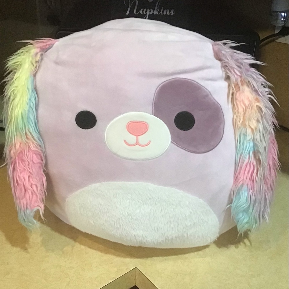 Squishmallows: original squishmallows pastel rainbow ears puppy about 15 inches.